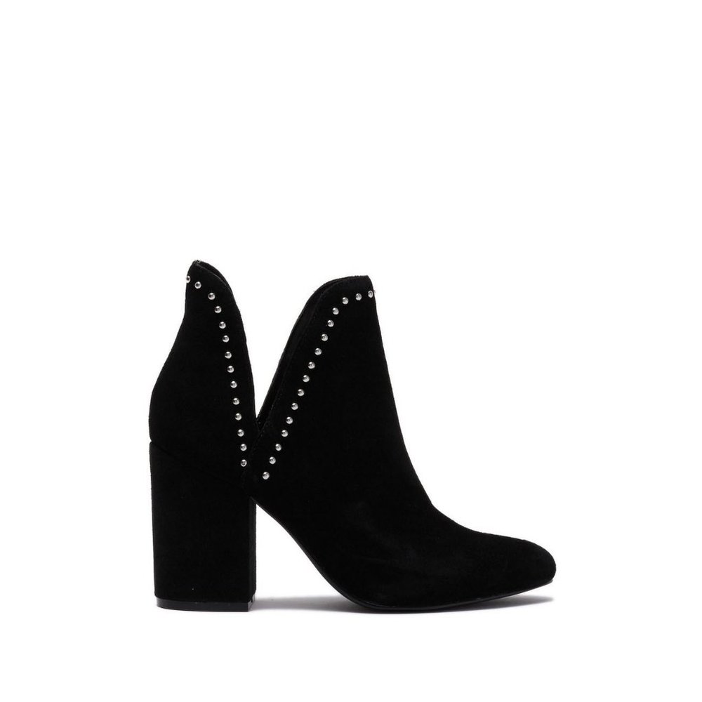 Silver Studded Black Suede Rockstar Bootie